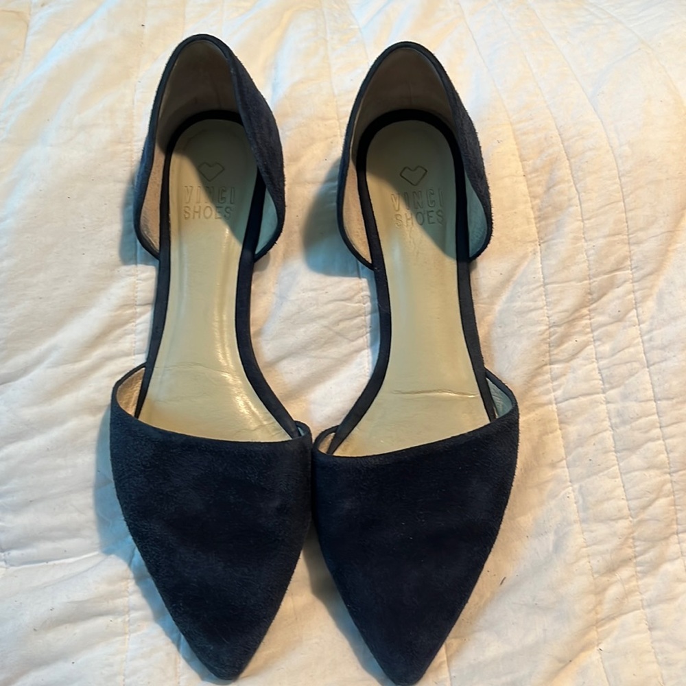 EUC Navy Suede D’orsay Flats